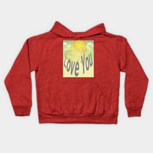 Say “Love You” Over Flaming Yellow Phoenix Bird Kids Hoodie